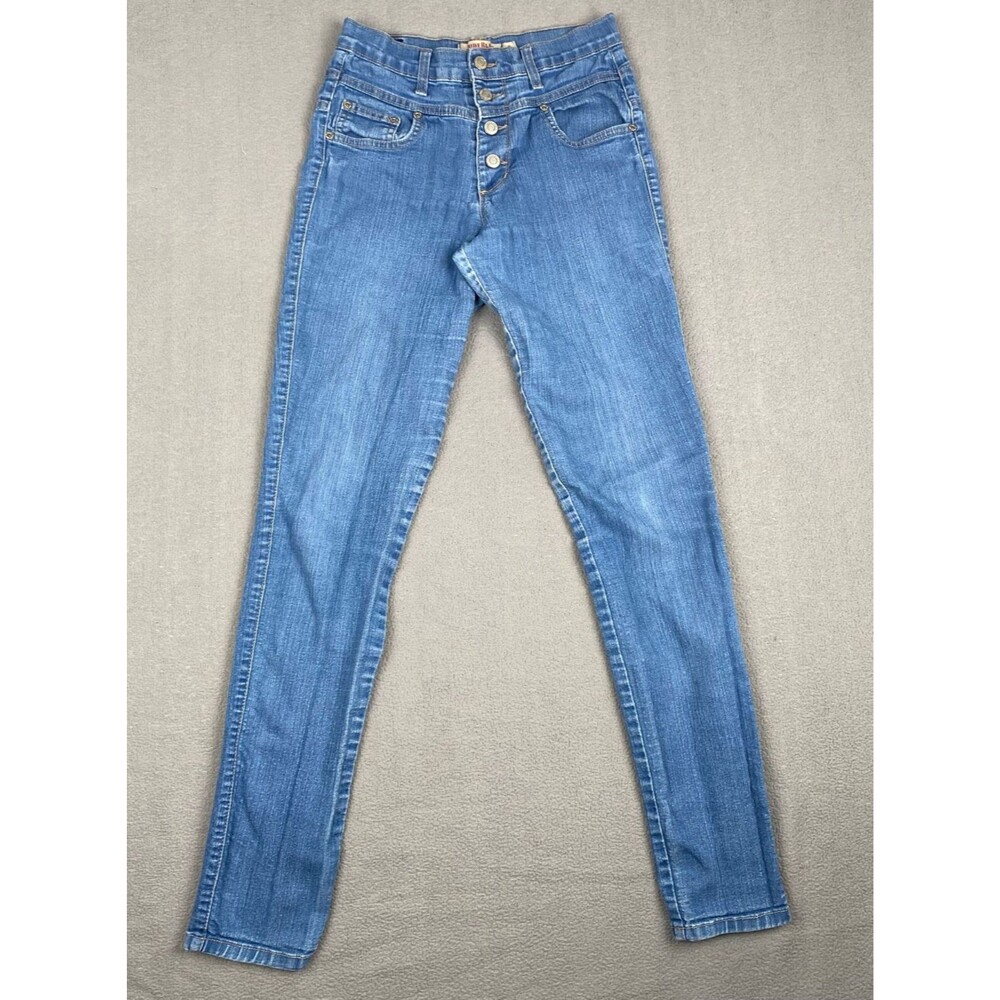 Judy Blue Women's size 5 Blue Keeley Jeans High Rise Button Fly Skinny Raw Hem